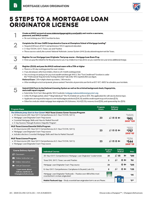 Preview - Catalog Loan Origination Section
